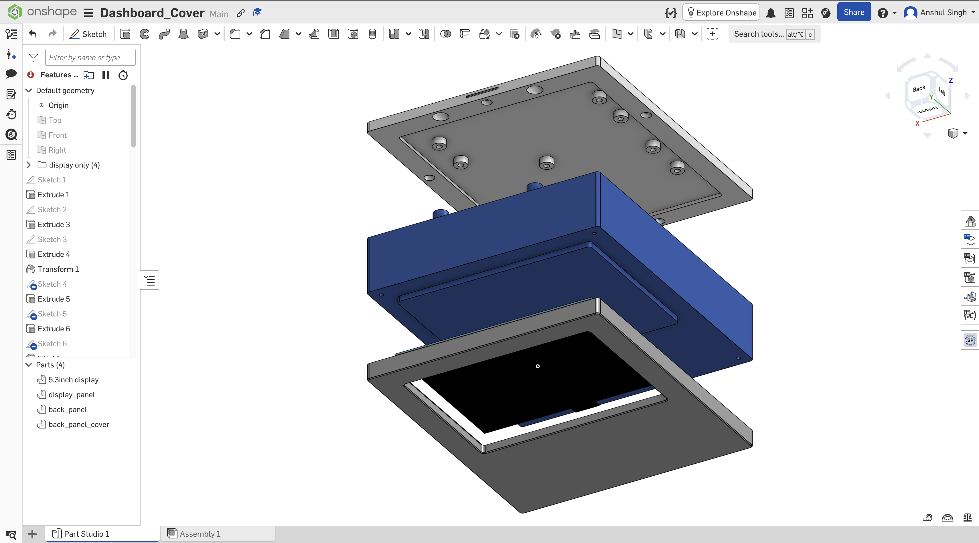 Assembly of 3 components in Onshape CAD